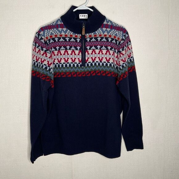 Vintage Joseph Turner Sweater Men’s Large Lambswool Fair Isle Pattern Intarsia - Picture 1 of 9